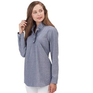 Mud Pie Whitney Ruffle Tunic- Chambray, Size M
